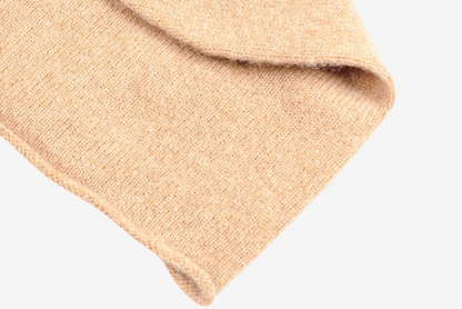 Champagne color cashmere Lightweight Reverse Knit Cap by Rayaa closeup 