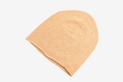 Champagne color cashmere Lightweight Reverse Knit Cap by Rayaa