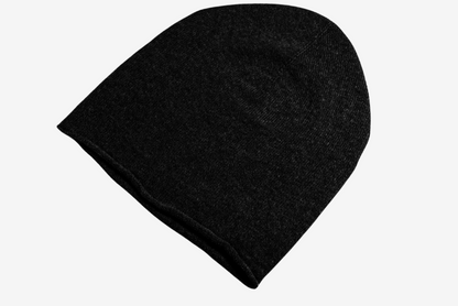 Black Embassy color cashmere Lightweight Reverse Knit Cap by Rayaa