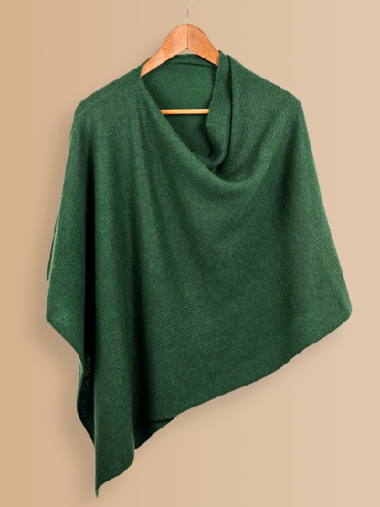 Hanged stylish cashmere Poncho by Rayaa in Green Color