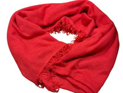 Shawl: Cashmere Hand Felted by Rayaa showcasing its vibrant red color and texture.