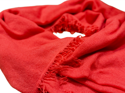 Shawl: Cashmere Hand Felted by Rayaa showcasing its vibrant red color and texture.