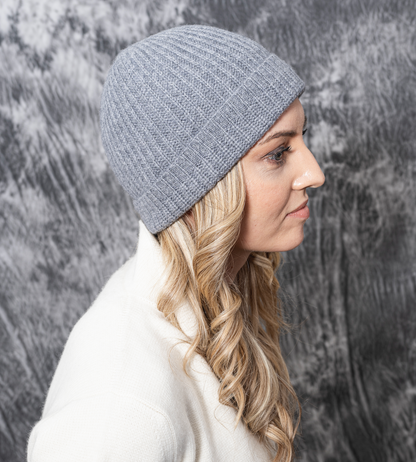 Cashmere Ribbed Beanie Cap